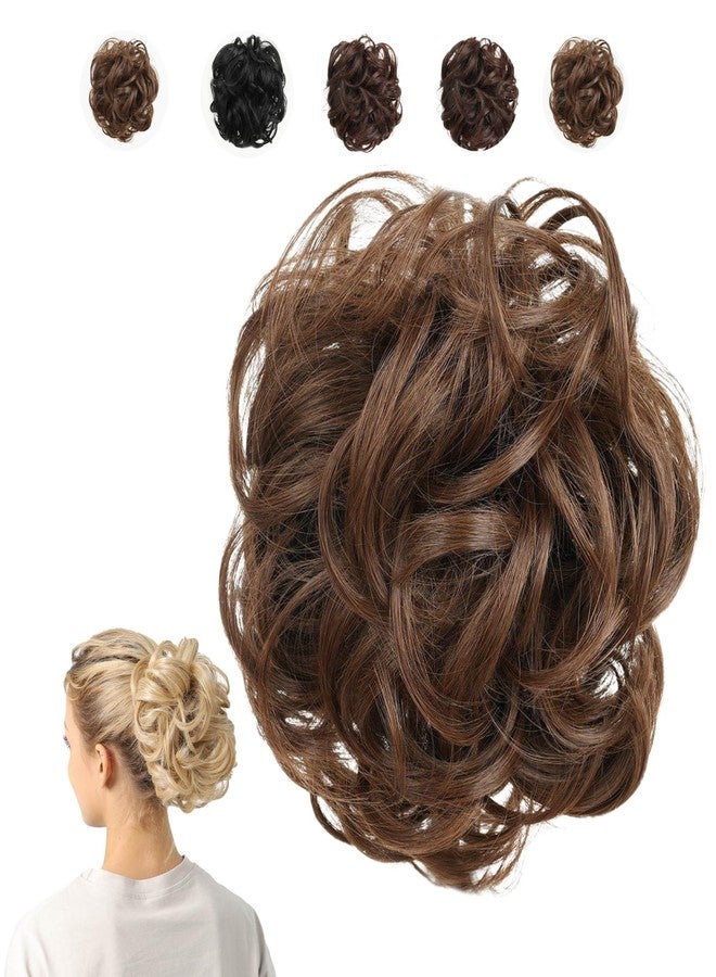 JuvaBun Claw Clip Messy bun -Light Brown | Hair Pieces for Women | Wavy Curly Hair Bun Clip in Claw Chignon Hairpieces | Hair bun extension Everyday Wear | Synthetic Hair Bun Scrunchie | Light Brown - Image 1